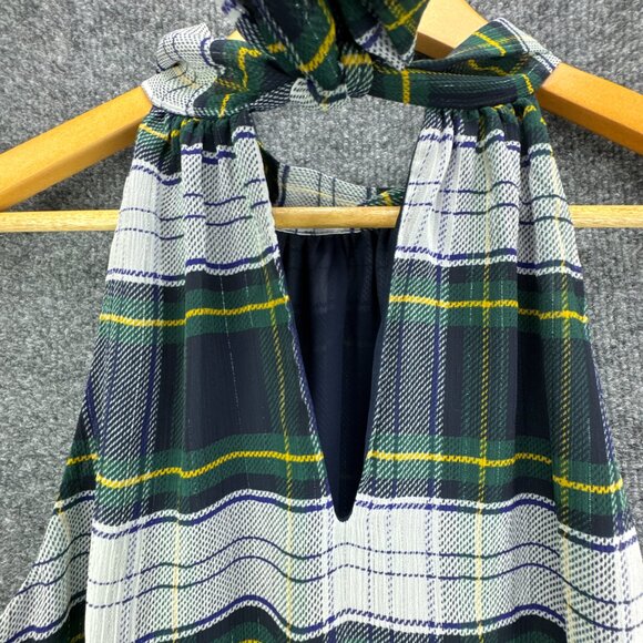 J.Crew‎ Plaid Halter Top Size 10 Tartan Check Tie Back Mock Neck Academia Preppy - Picture 9 of 15